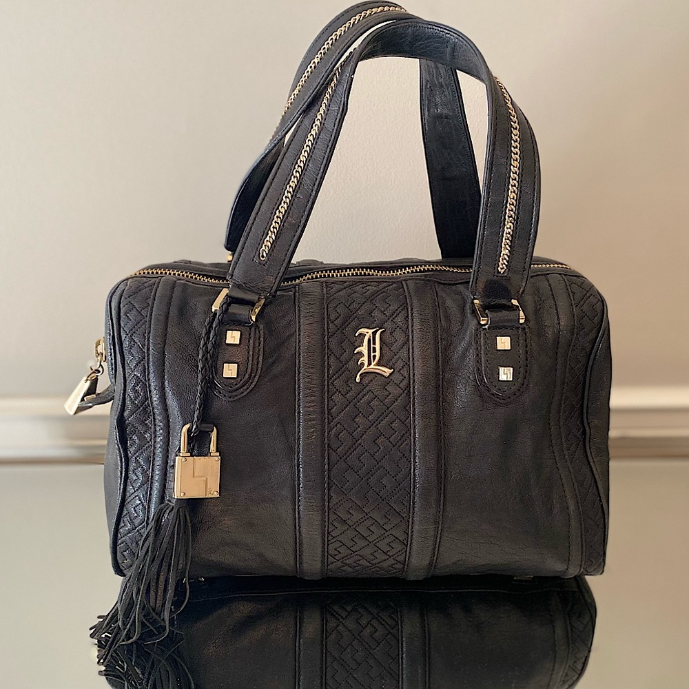 L.A.M.B Gwen Stefani black leather handbag
